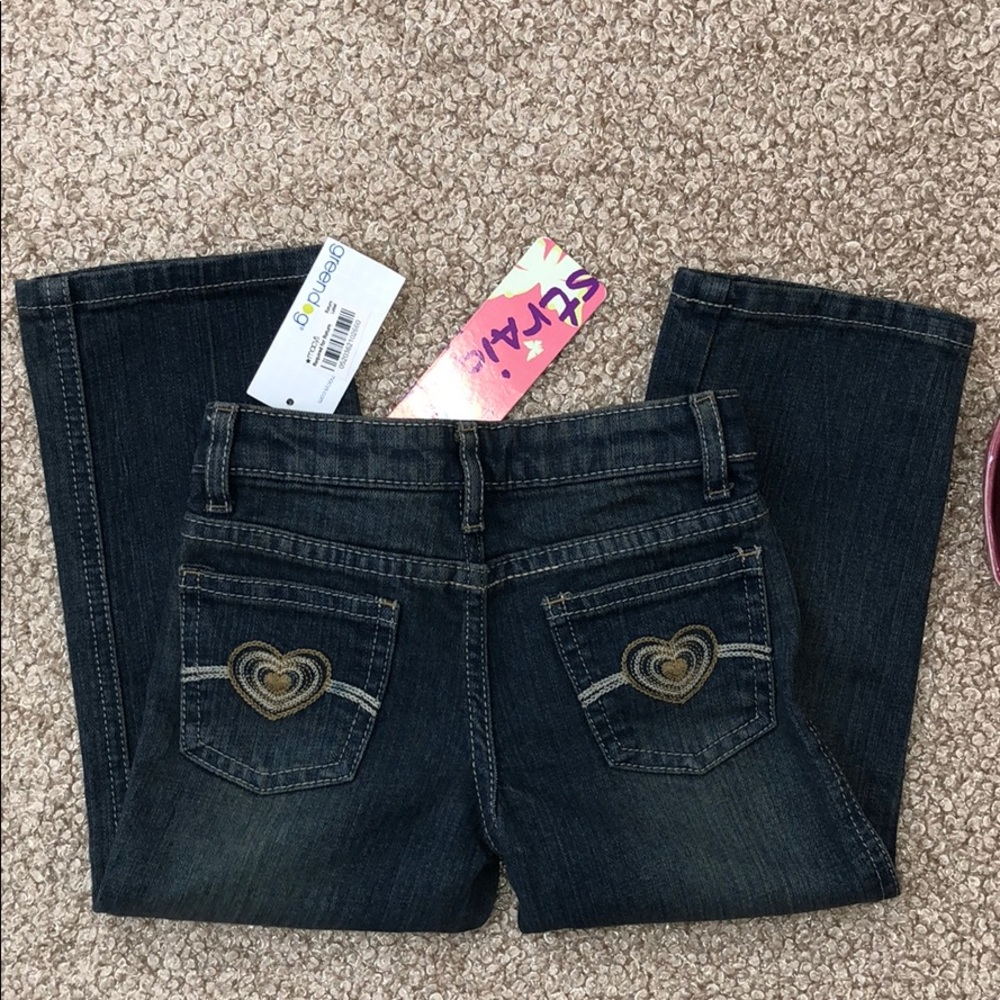 GREENDOG Straight Jeans Heart Embroidered Detail Adjustable Waist 2T NWT